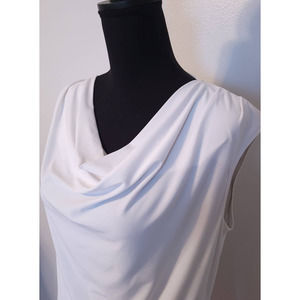 Dress Barn Women's White Sleeveless with Draping Neckline Top